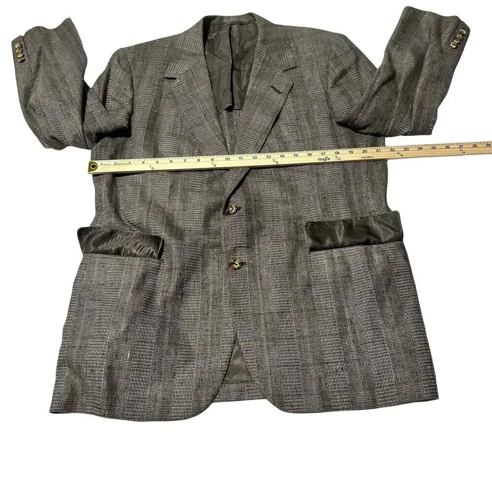 Vintage Men’s Gray Glen Plaid Wool Sport Blazer 46R Oxxford Clothes Mr Ooley’s